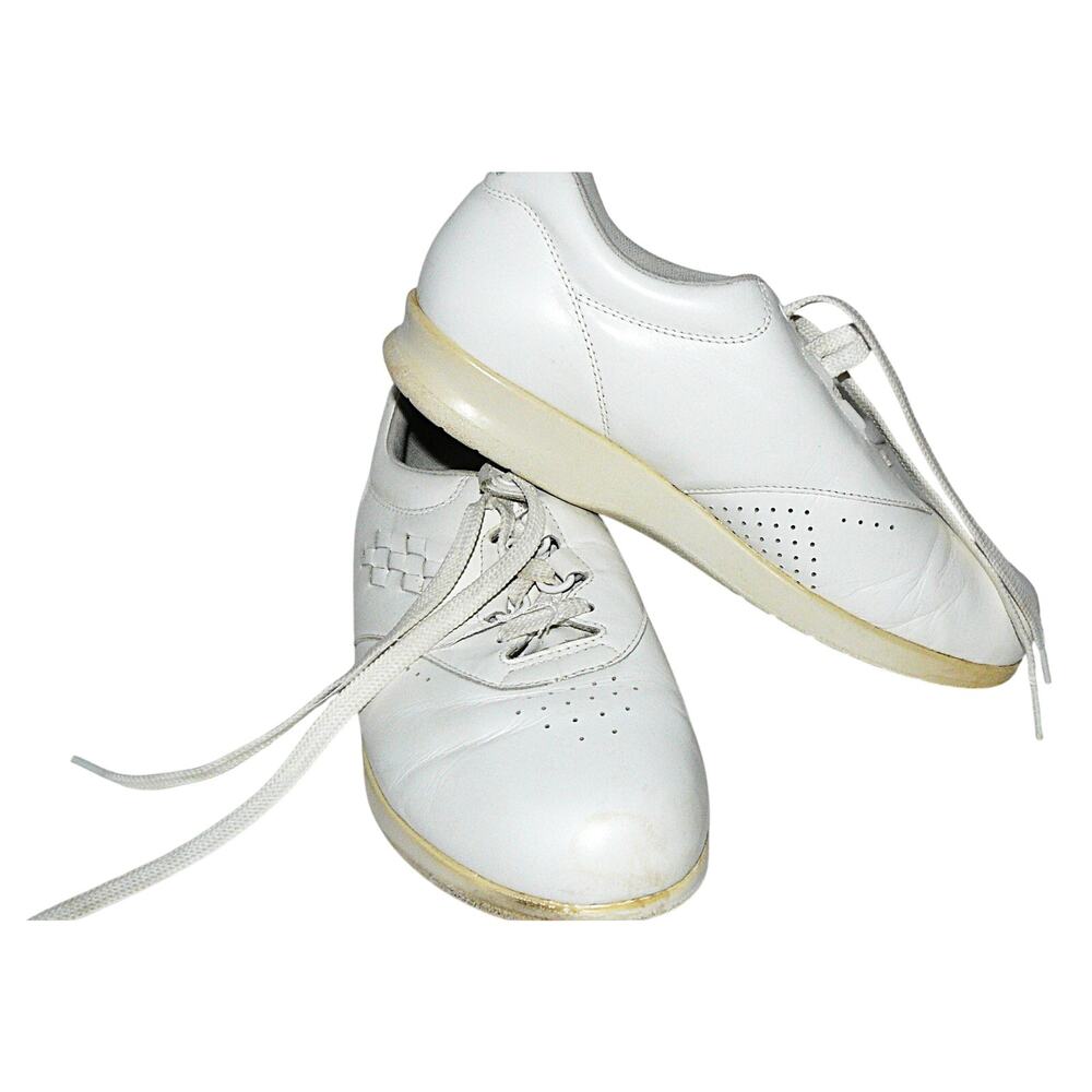 SAS Womens White Leather Lace-Up Comfort Shoes 7 1/2 W